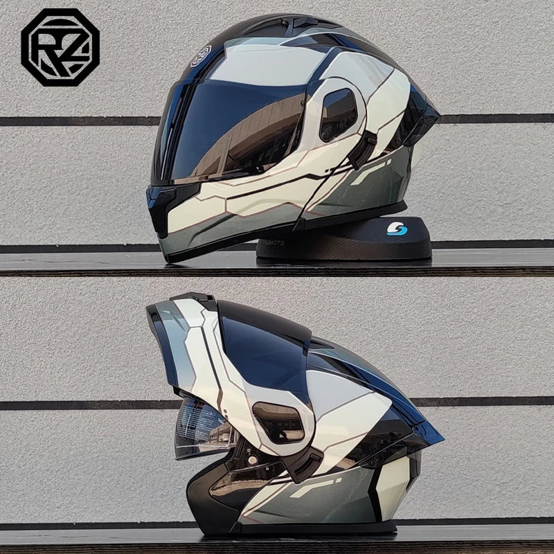 ORZ Personalised Motorcycle Full Face Helmet Men Women Fashion Dual Lens Helmets Motocross Racing Modular Flip Up Casco Moto Quick Pick Grocers