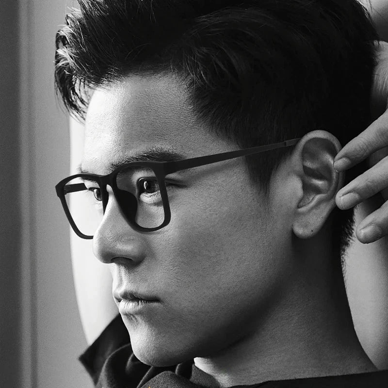 YIMARUILI Ultra Light Fashion Men's Glasses Frames Square Comfortable Pure Titanium Optical Prescription Big Eyeglasses HR3068 Econic Blanks