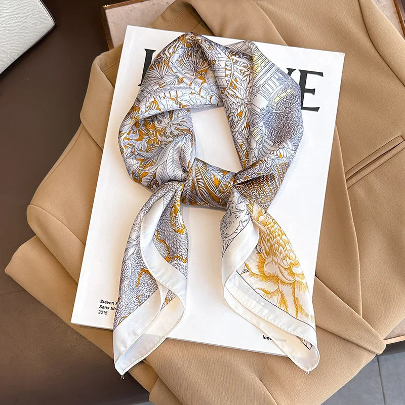 2025 New Fashion 70X70cmPrinted Women's Scarf Pashmina Silk Scarf Square Shawl Decorative Headband Neck Luxury Design Bandana Quick Pick Grocers