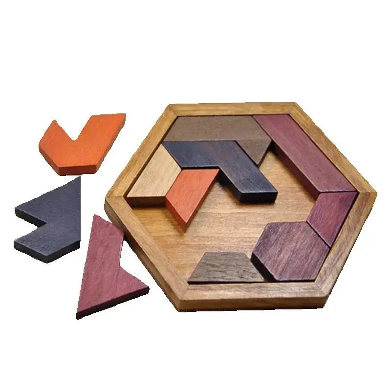Wooden Geometric Shape Jigsaw Board Puzzles Kids Brain Teaser Non Toxic Wood Toys for Children Educational Quick Pick Grocers