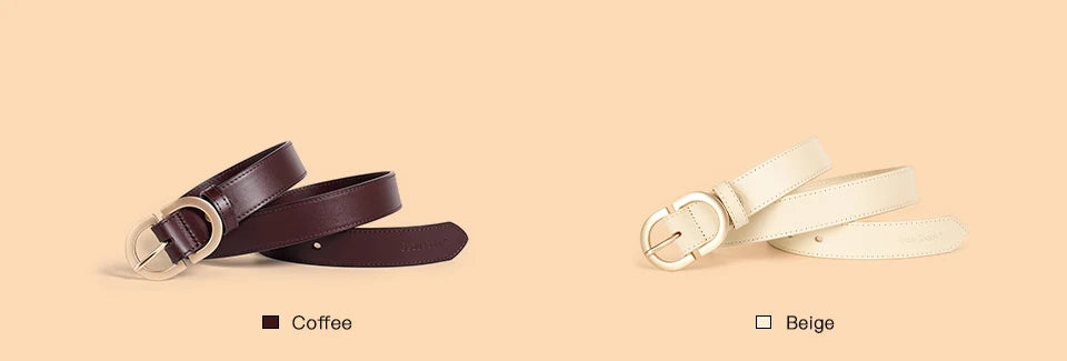 BEAUTODAY Belt Women Genuine Cow Leather Metal Oval Buckle Retro Simple Solid Ladies Jeans Dress Waistband Handmade 91012 Quick Pick Grocers
