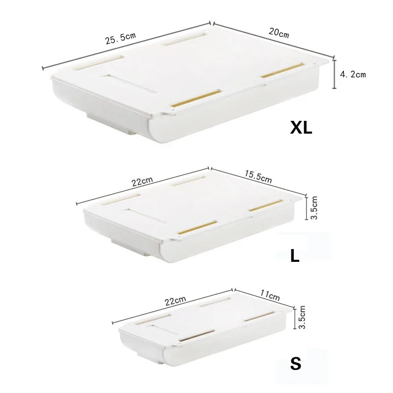 Hidden Storage Box Desk Storage Drawer Self-Adhesive Plastic Table Storage Holder Simple Sundries Cosmetics Stationery Organizer Quick Pick Grocers