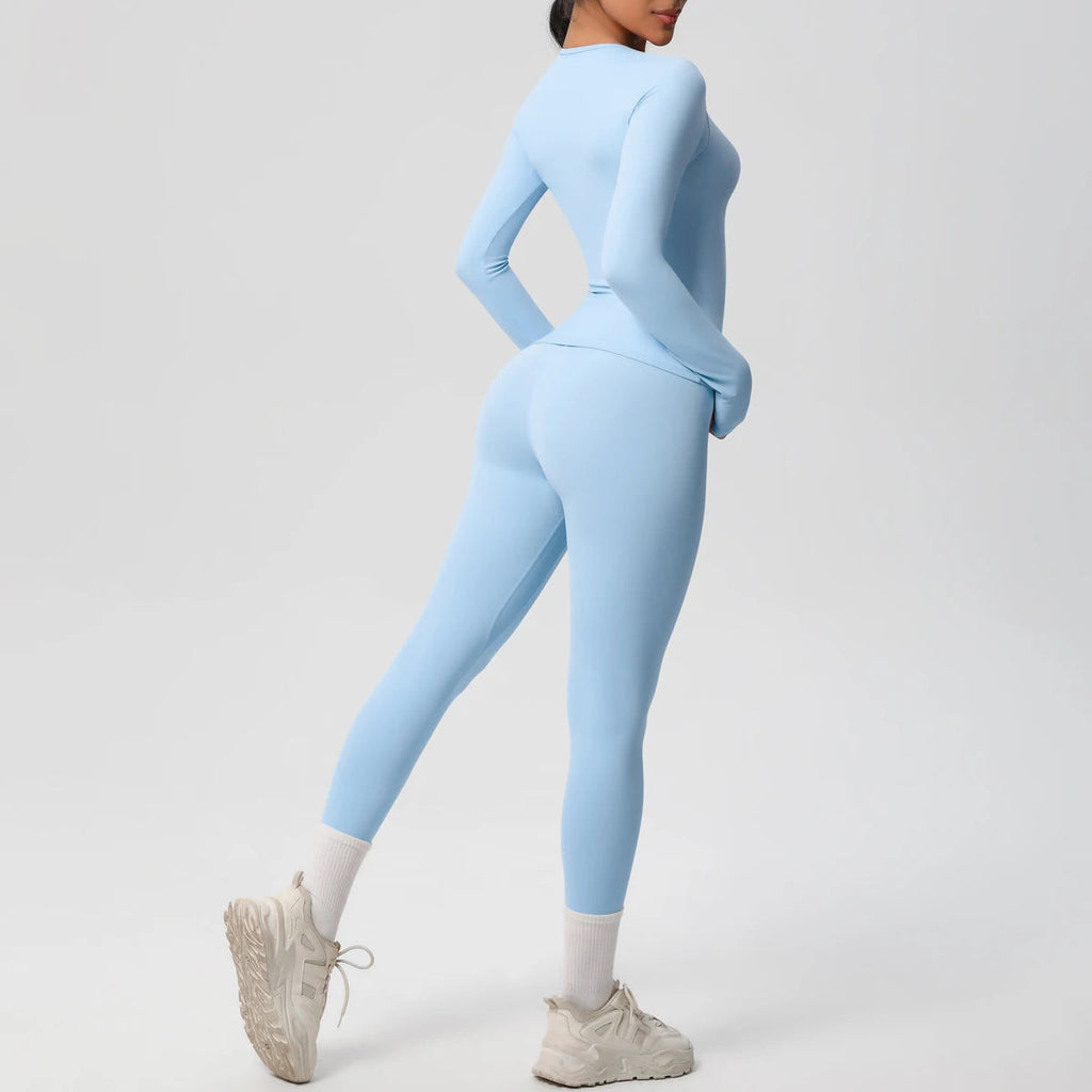 2 PCS Sportswear Yoga Set Gym Clothes Yoga Suits For Women Fitness Set Tracksuits Sports Long Sleeve Crop Top Gym Leggings Quick Pick Grocers