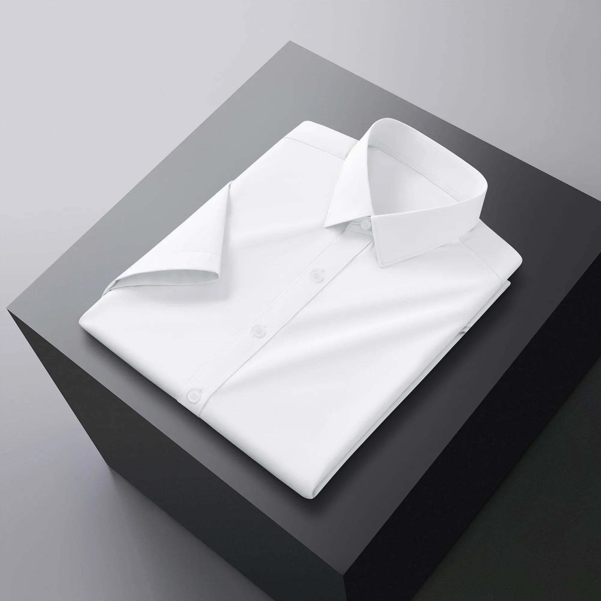 New Men's Business Casual Solid Color Short Sleeved Shirt for Summer Fashion No Ironing Comfortable and Versatile Top Quick Pick Grocers