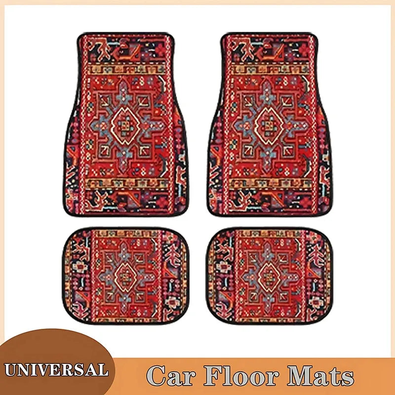 Car Floor Carpet Set of 4 Piece Persian Rug Design Auto Interior Floor Mats Durable Front & Rear Carpets for Car Truck S Quick Pick Grocers