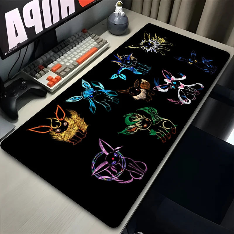 Kawaii Japan Anime Mouse Pad PC Colorful E-eevee Gamer Cabinet Mousepad HD P-pokemonS Keyboard Rug Laptop Gaming Rubber Desk Mat Quick Pick Grocers