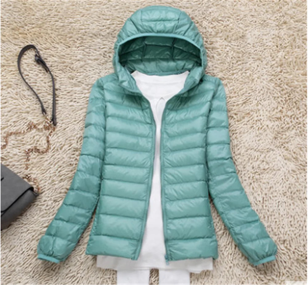 Women Puffer Jacket 15 Colors Plus Size 5XL 6XL 7XL 2025 New Spring Autumn Female Ultra Lightweight Packable Hooded Down Coats Quick Pick Grocers