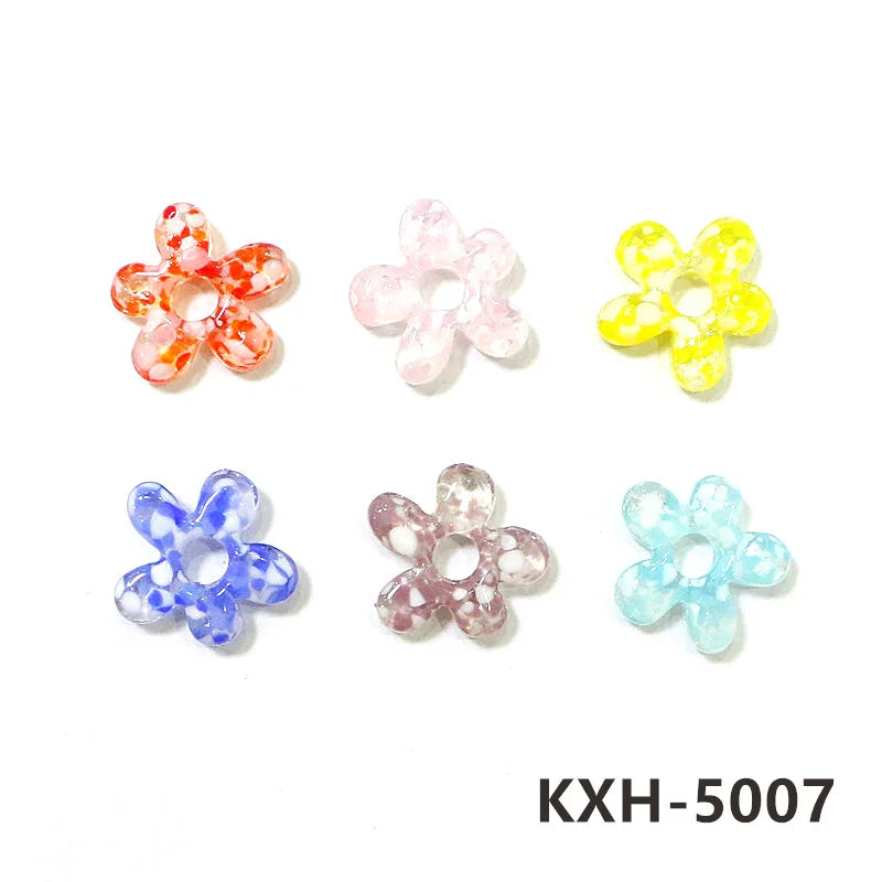 6pcs Irregular Shape Cute Mini Glass Flower Ornament Christmas Wedding Party Decor Supplies DIY Girl Jewelry Pendant Accessories Quick Pick Grocers