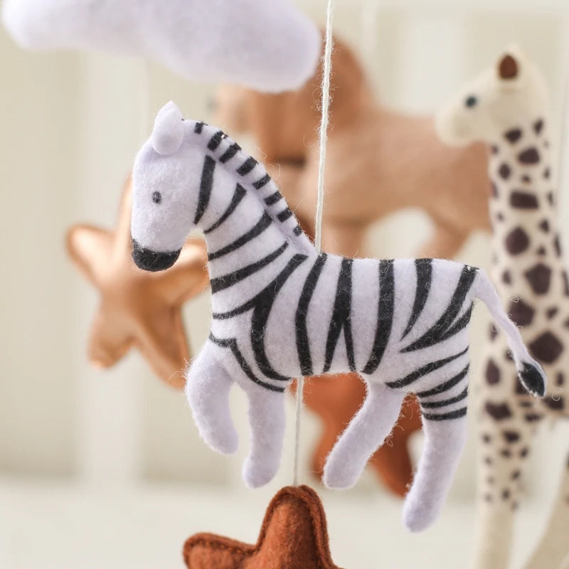 Crib Mobile Bed Bell Wooden Baby Rattles Soft Felt Cartoon Animal Bed Bell Newborn Music Box Hanging Toy Crib Bracket Baby Gifts Purest Peak