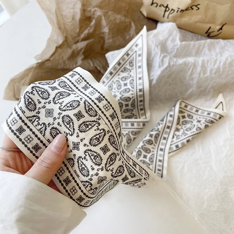 Cashew flower silk scarf, double-sided printed headband, ins decoration, versatile triangle scarf accessories Quick Pick Grocers