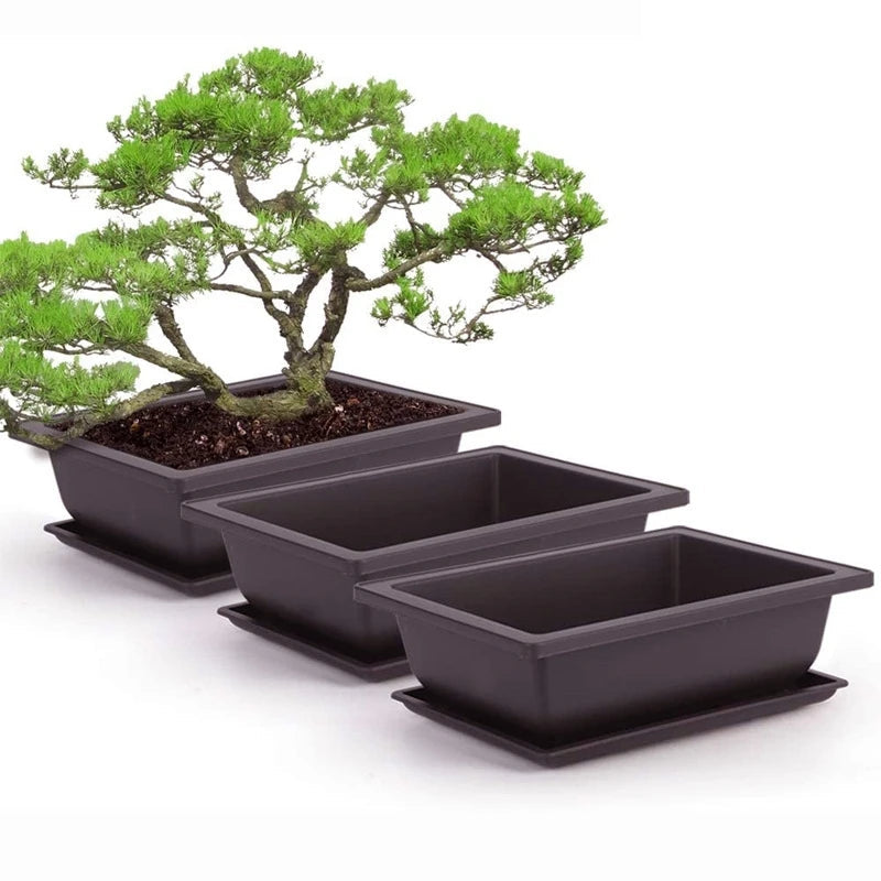Rectangular Flowerpots Plastic Bonsai Plants Pot Square for Flower Balcony Garden Yard Landscape Bonsai Pot Trays Home Decor Quick Pick Grocers