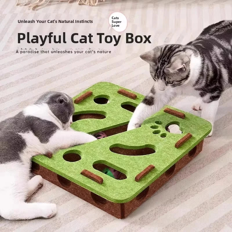 Cat Puzzle Toy Felt Puzzle Box Cat Exercise Toy With Ball Indoor Sports Entertainment Hunting Cat Toys For Indoor Cats Quick Pick Grocers