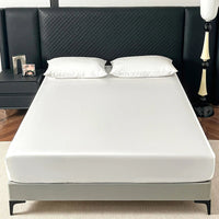 Satin Elastic Fitted Sheet Solid Mattress Cover 360 Band Bed Sheet for Single Double Couple King Queen Full Twin Bedsheet Quick Pick Grocers