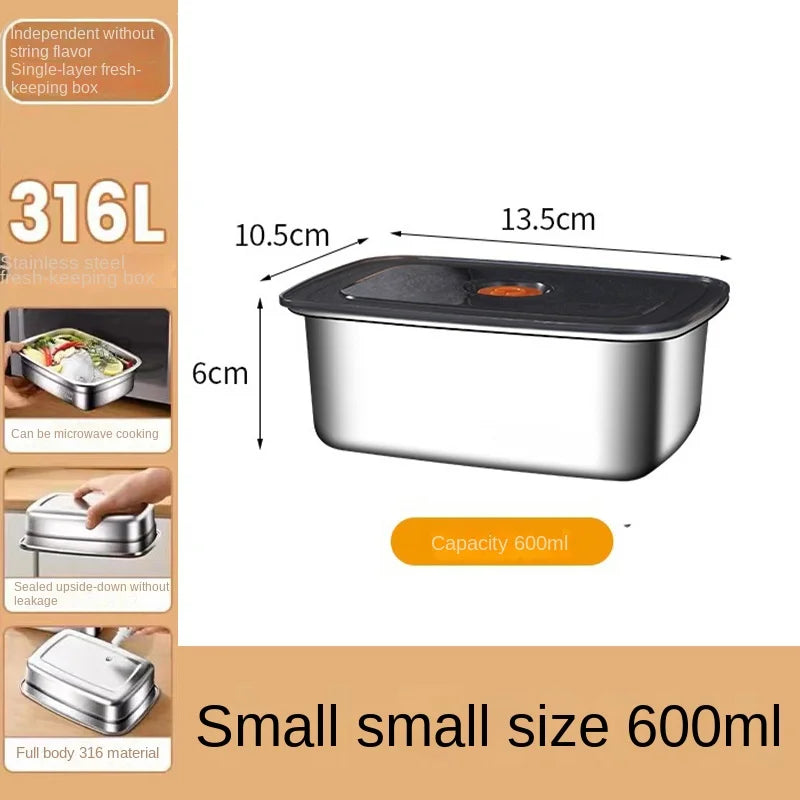 304 Stainless Steel Crisper, Lunch Box, Sealed Leak-proof Bento Box, Refrigerator Freezer Storage Box, Camping Lunch Box Quick Pick Grocers