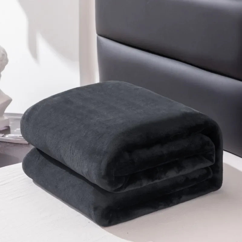 2025 new solid color simple plush blanket multi-functional Farley plush thickened warm blanket Purest Peak