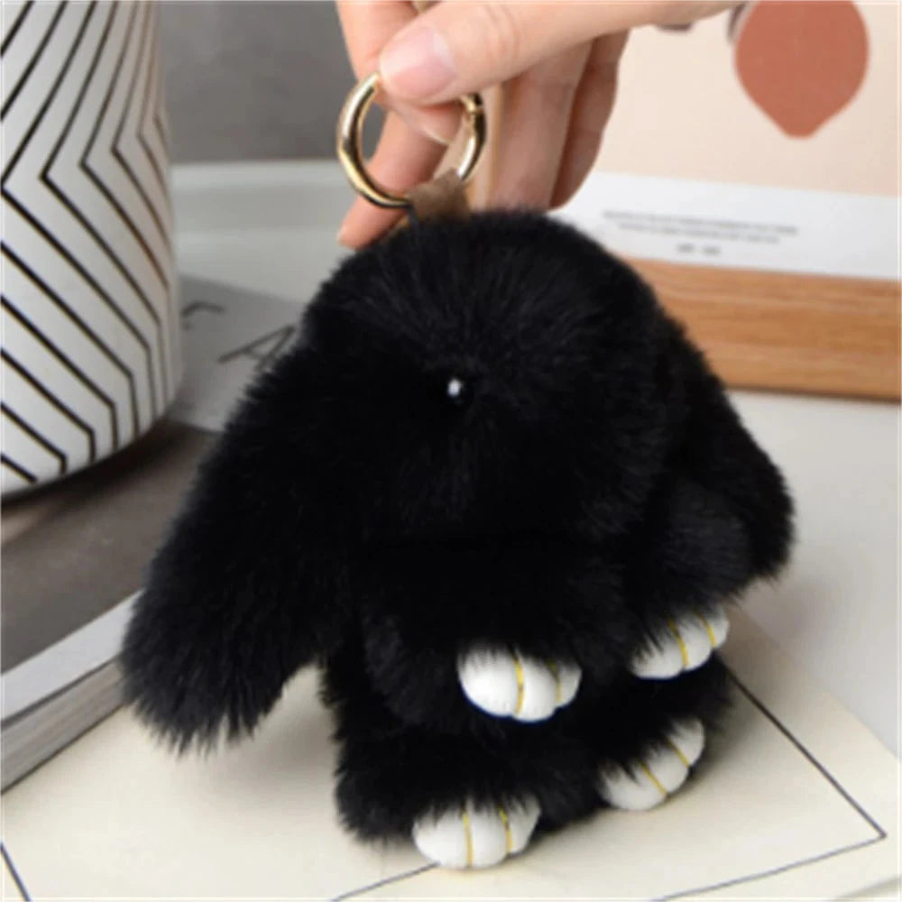 15cm Rabbit Fur Keychain Women Bag Car Key chain Pendant Decoration Jewelry Bags Hangings Accessories Gifts Econic Blanks