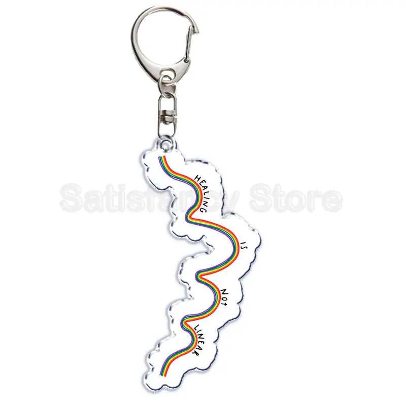 Gay Pride LGBT Rainbow Acrylic Keychain LGBTQ Transparent Double Sided Key Chain Key Ring Lesbian Keychains for Friends Gift Quick Pick Grocers