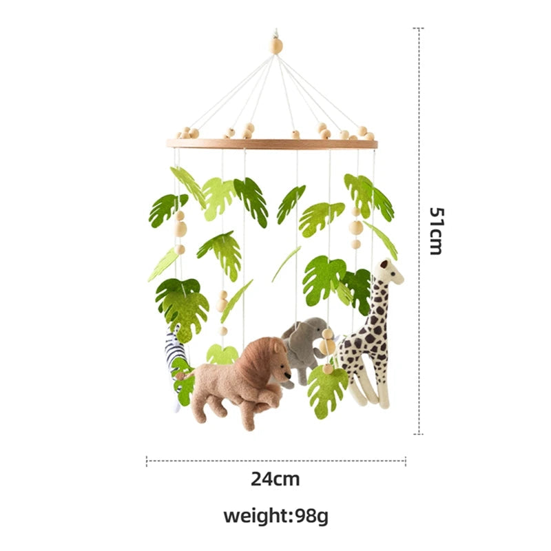 Baby Crib Mobile Rattle Toy For 0-12 Months Cartoon Felt Forest Animal Bed Bell Hanging Wooden Bracket Mobile Newbaby Rattle Toy Purest Peak
