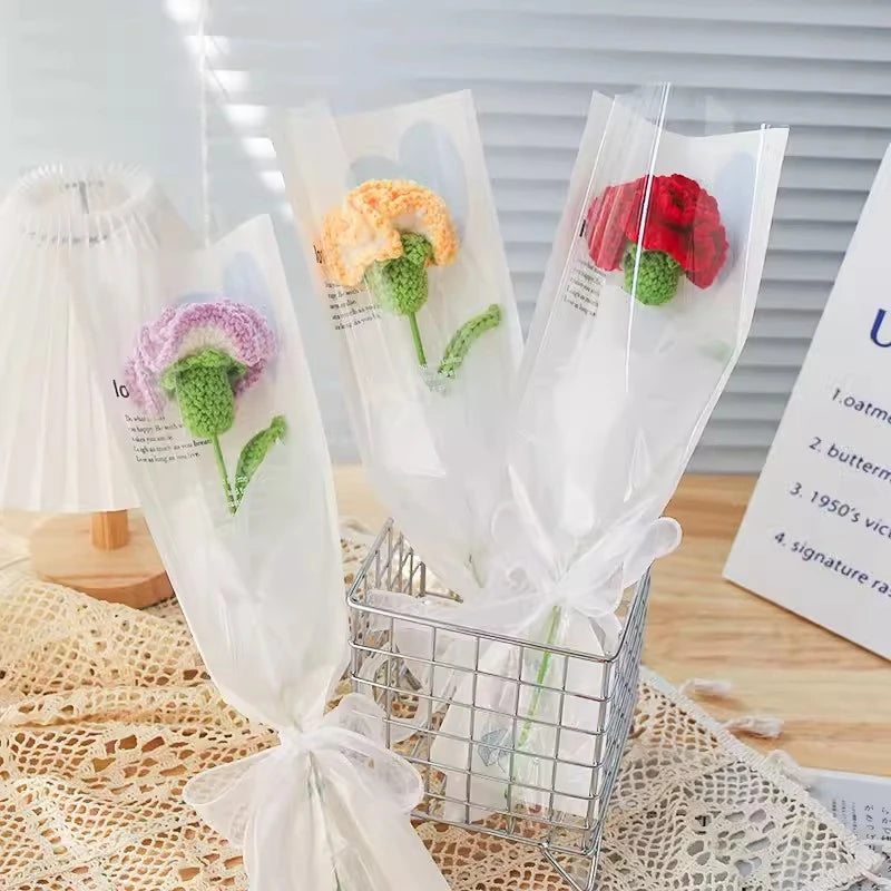 1pc Tulip Crochet Flowers Artificial Woven Flowers Handmade Tulipanes Wedding Gift for Guest Home Decoration Mother's Day Gift Quick Pick Grocers