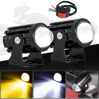 With Switch 2pc Super Bright Motorcycle LED Explorer Headlight Projector Fisheye Len LED Moto Fog Auxiliary Motorcycle Headlight