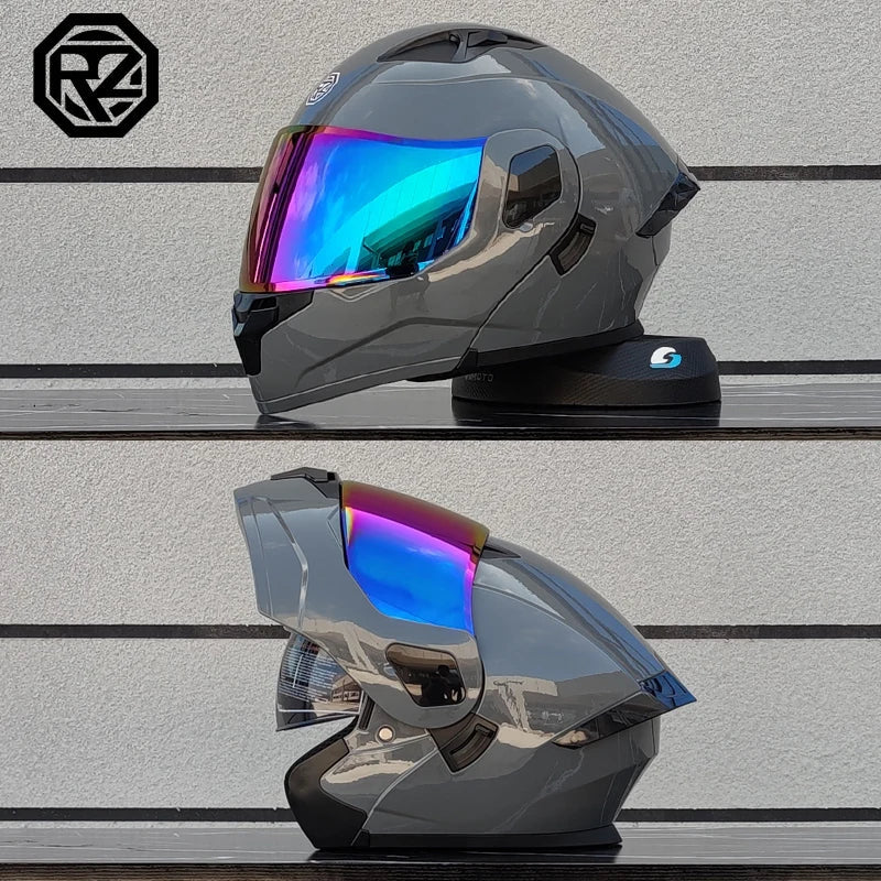 ORZ Personalised Motorcycle Full Face Helmet Men Women Fashion Dual Lens Helmets Motocross Racing Modular Flip Up Casco Moto Quick Pick Grocers