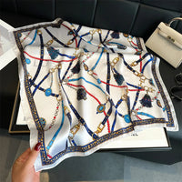 New Four Seasons Fashion Print Silk Square Scarf 70x70cm Fashionable Four Seasons Headband Luxury Sunscreen Shawl Bandannas Quick Pick Grocers