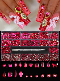 21 grid nail art diamond flat bottom glass diamond multi-style special-shaped diamond shiny nail rhinestone DIY nail art jewelry Econic Blanks