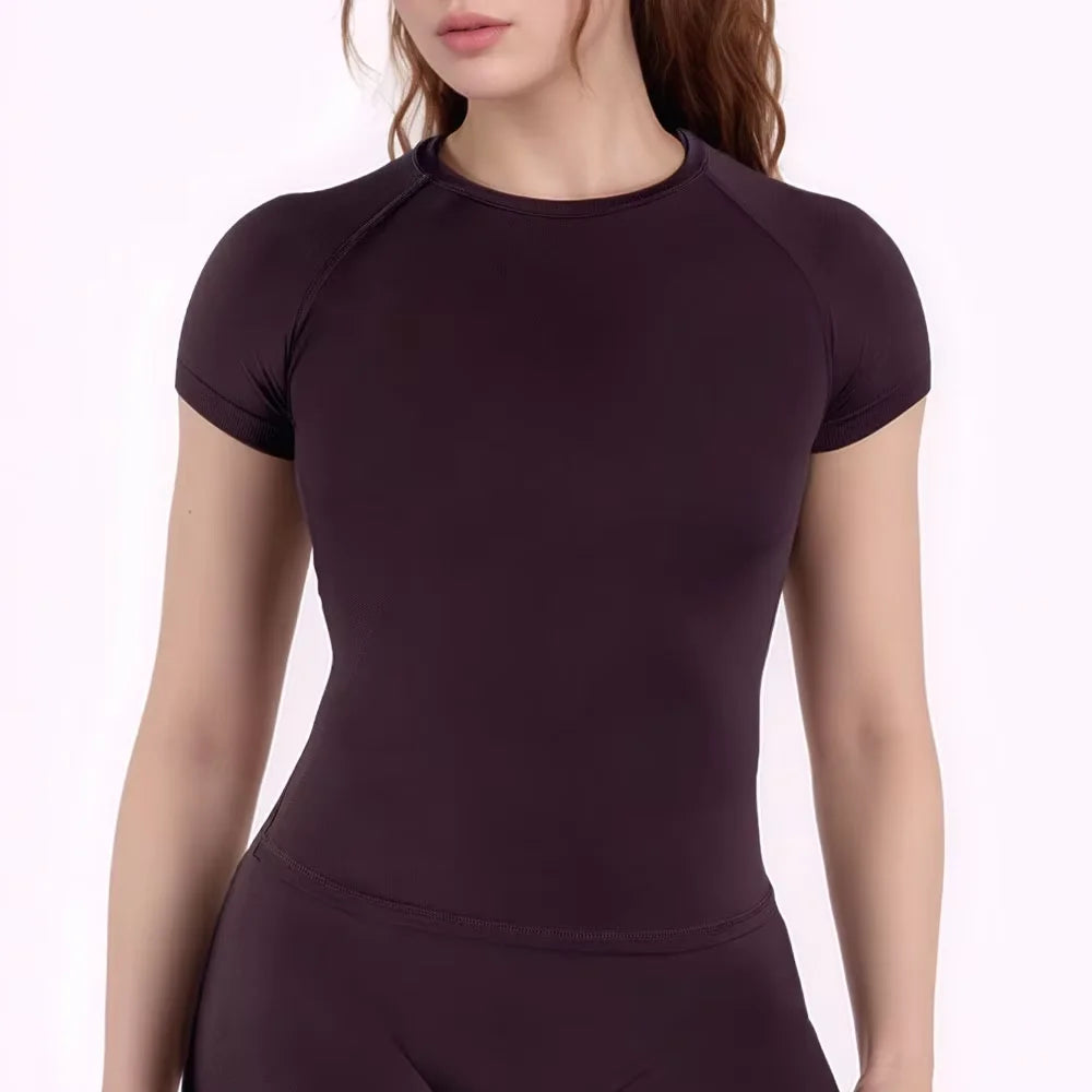 NCLAGEN Sport Shirt Women Fitness Impact Short Sleeve Top Gym Workout Yoga Blouse Quick Dry Breathable Running Tee Versatile Top Quick Pick Grocers