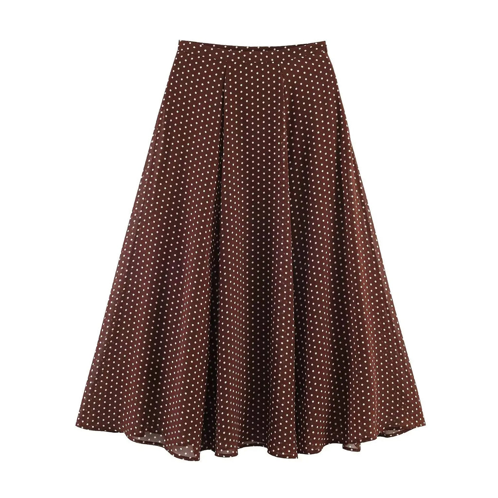 Polka Dot Printed Midi Skirts Two Piece Sets for Women 2025 Summer Chic Bow Tied Blouse Top Suits Woman 2 Piece Outfits Quick Pick Grocers