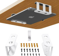 Under Desk Laptop Mount, Metal Under Desk Shelf Holder for Laptop, Mac Mini, Macbook, Keyboard with Anti-Scratch Silicone Quick Pick Grocers