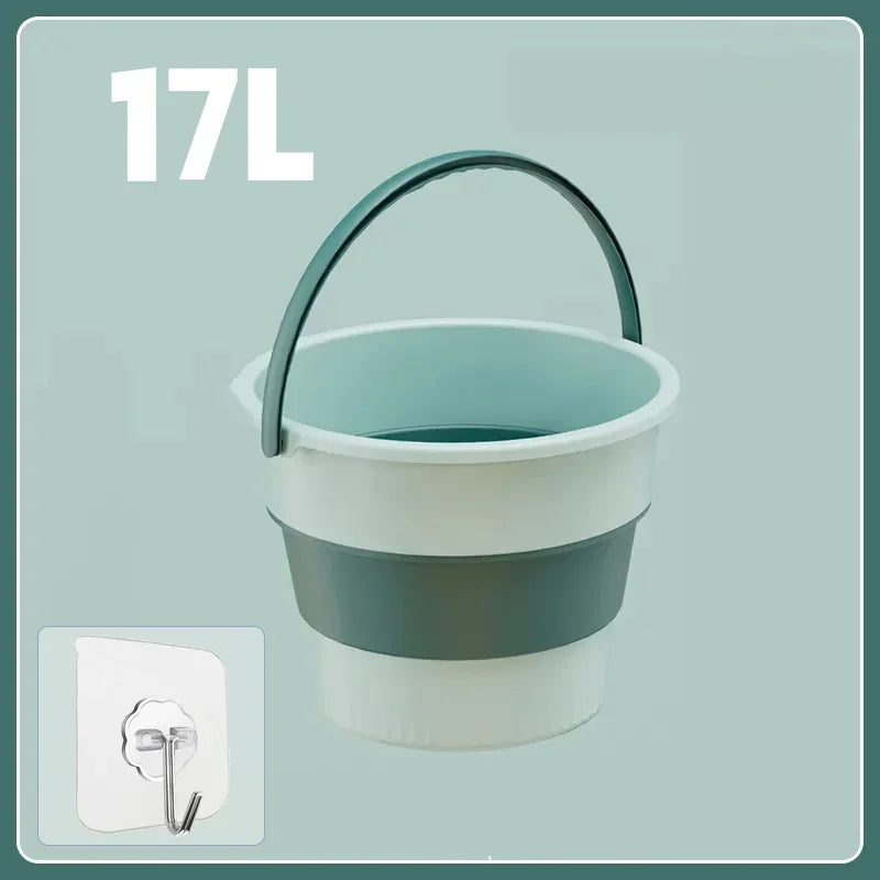5/10/17L Portable Folding Bucket Multifunctional Thickened Silicone Bucket for Car Washing and Fishing Camping Folding Bucket Quick Pick Grocers