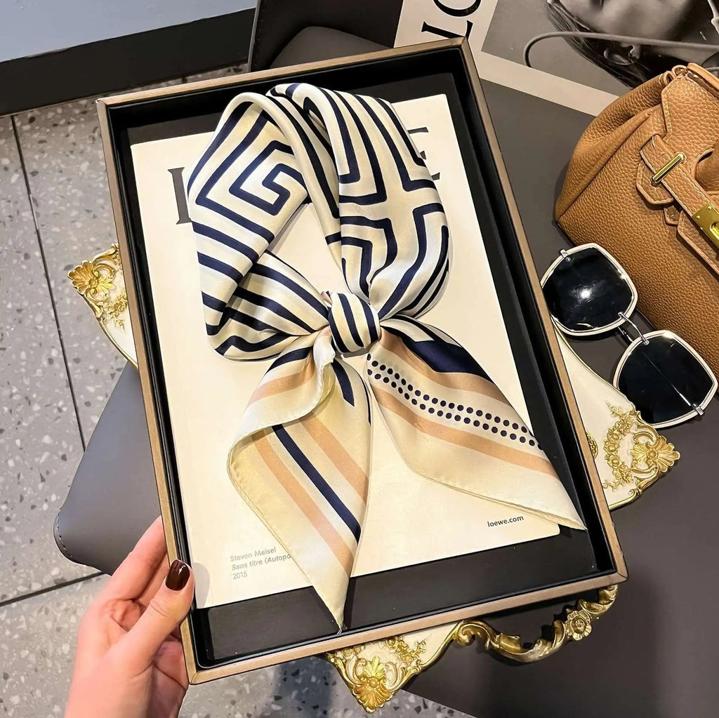 Fashion Luxury Brand 70cm Silk Square Scarf Women Satin Neck Tie Female Hair Bandana Headkerchief Shawl Wrap Hijab Echarpe Quick Pick Grocers