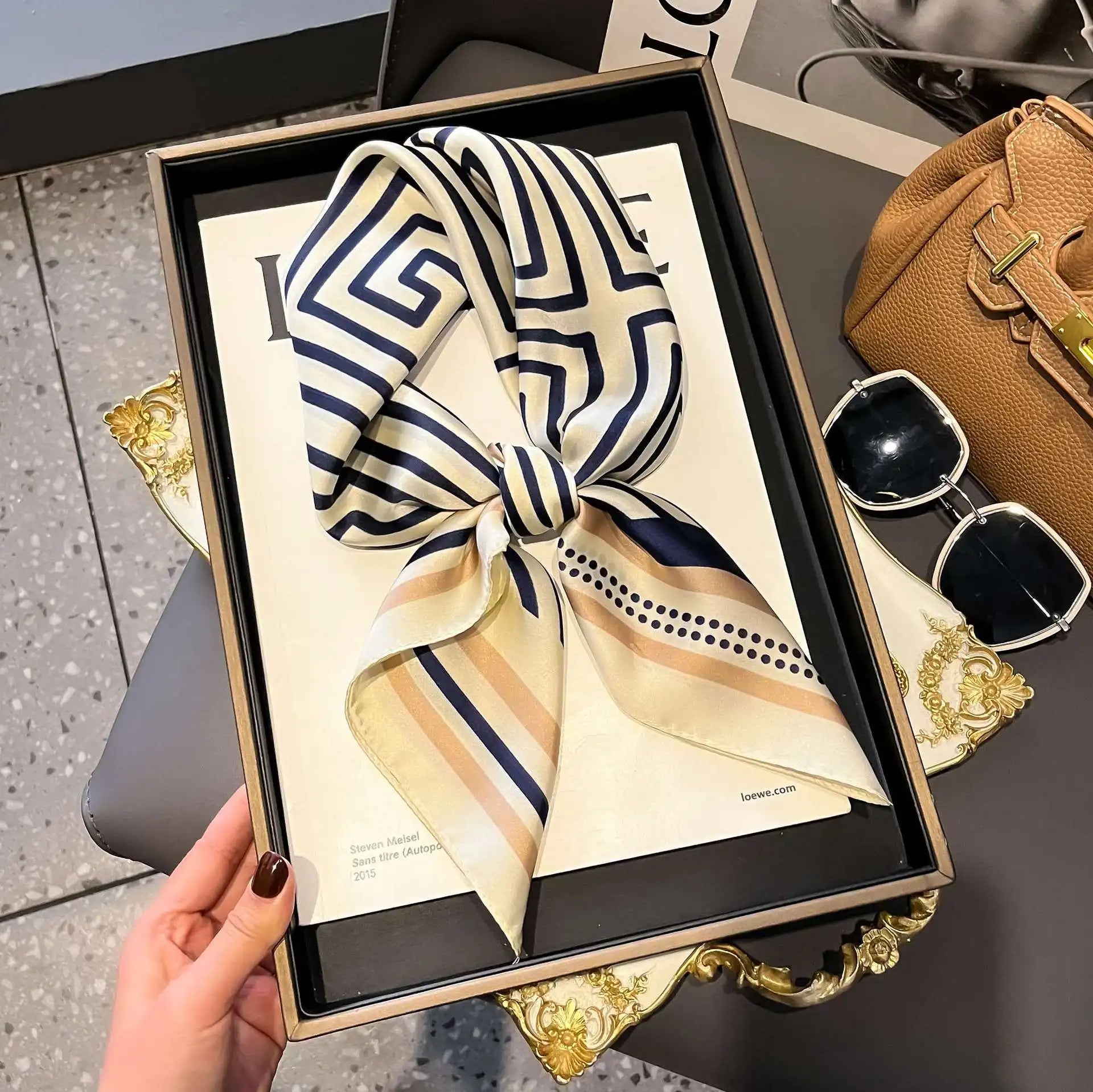 Fashion Luxury Brand 70cm Silk Square Scarf Women Satin Neck Tie Female Hair Bandana Headkerchief Shawl Wrap Hijab Echarpe Quick Pick Grocers