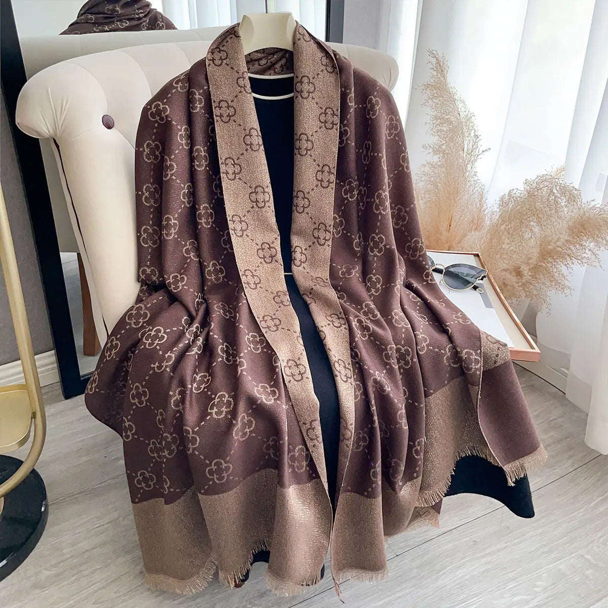 Elegant Ladies Muslim Hijab Golden Thread Scarves With Spring and Autumn Sun Protection Scarf Decoration Shawl Wrap Headscarf Quick Pick Grocers