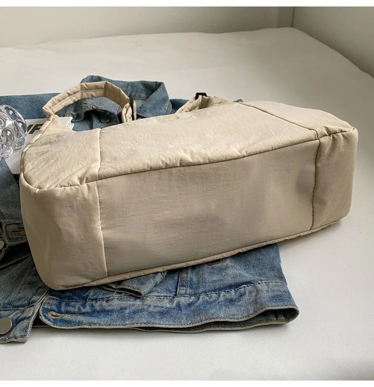 Trendy Women's Soft Cloth Shoulder Bag Solid Color Student 2026 Spring Y2k Casual Style Big Handbags Crossbody Bags for Women Quick Pick Grocers