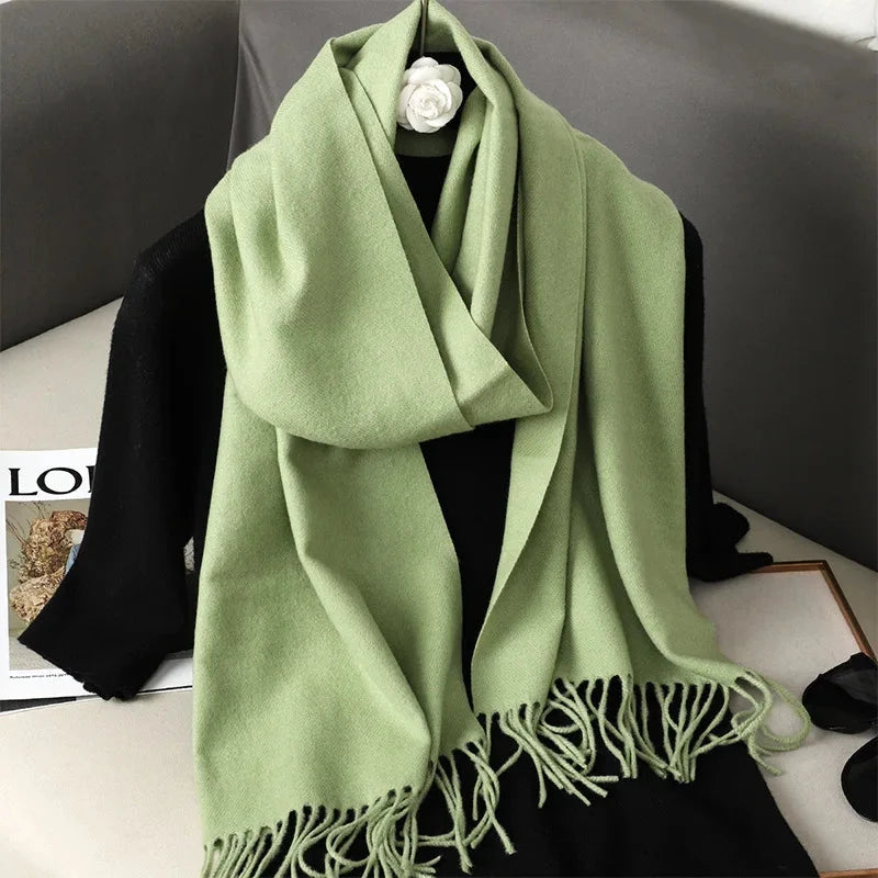 62Color Solid Women Winter Scarf Warm Thicken Cashmere Shawl Outdoor Fashion Luxury Tassels Pashmina Lady Wrap Windproof Scarves Econic Blanks