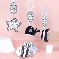 Stroller Bed Hanging Bell Plush Doll Baby Infant Rattles Newborn Black White Visual Grab Ability Training Toys игрушки для детей Purest Peak