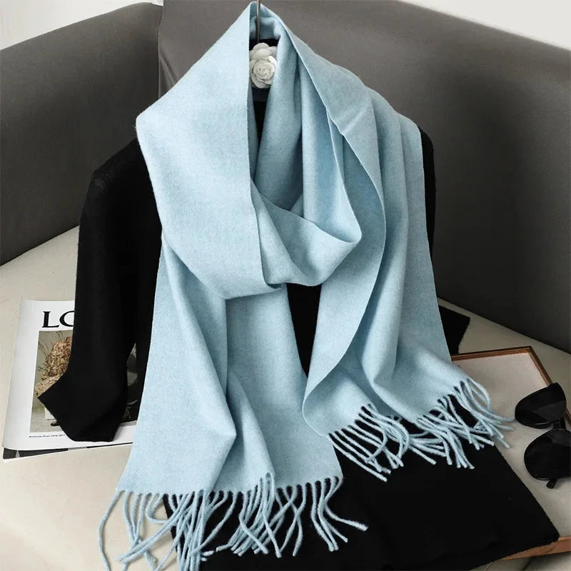 62Color Solid Women Winter Scarf Warm Thicken Cashmere Shawl Outdoor Fashion Luxury Tassels Pashmina Lady Wrap Windproof Scarves Econic Blanks
