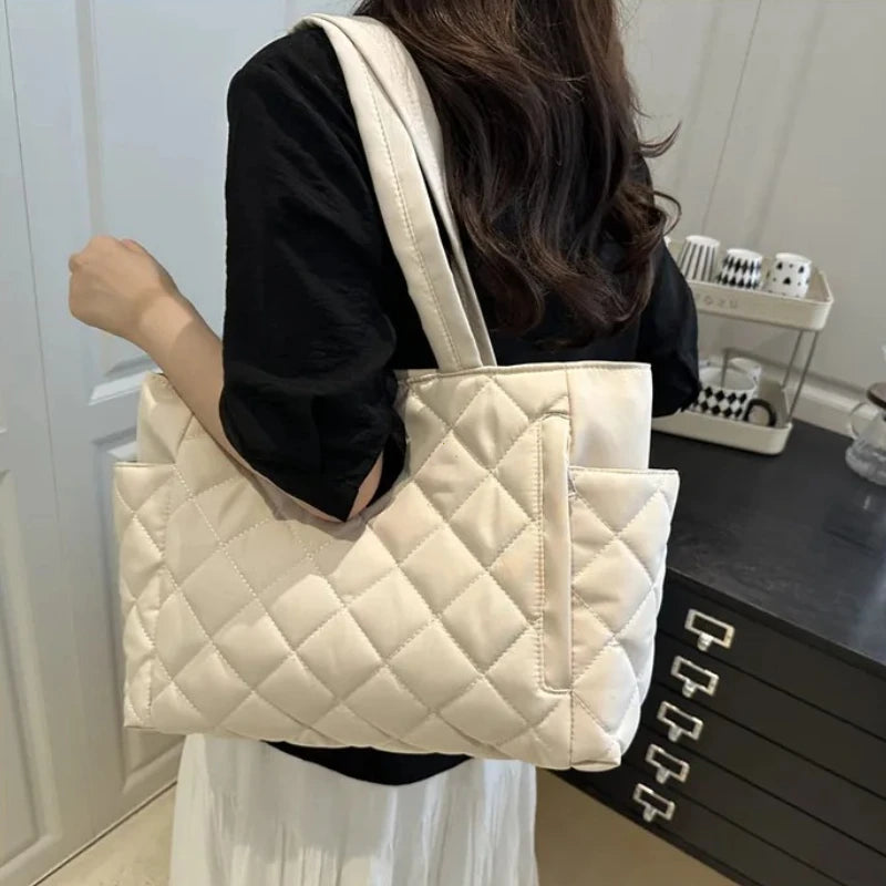 Rectangular Large Capacity Single Shoulder Bag for Commuting To Work Korean Style Women's Tote Bag Lightweight Casual Handbag Quick Pick Grocers