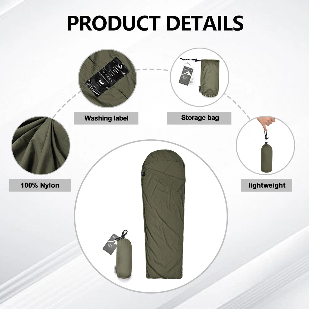 Outdoor Camping Sleeping Bag Liner Ultralight Mummy Sleeping Bag Backpack Liner Single Person Travel  Sleeping Bag
