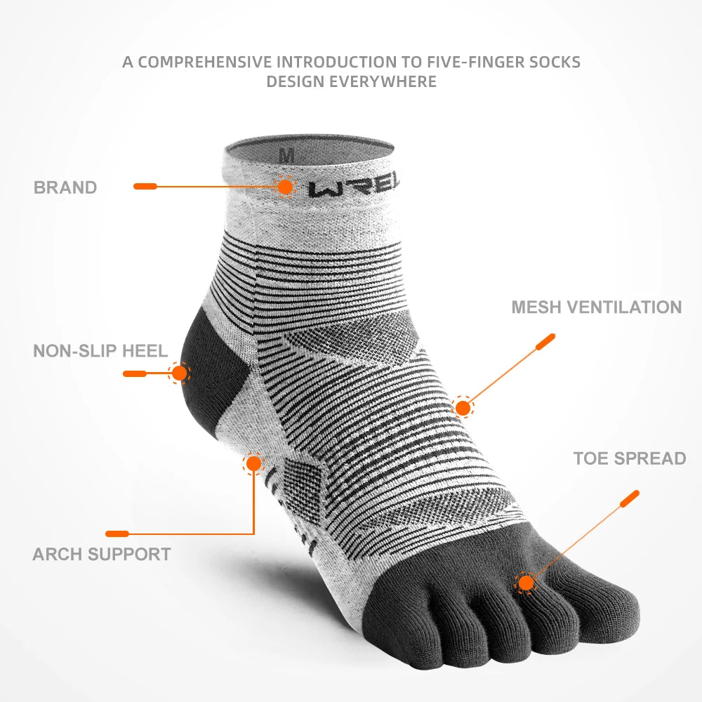 WRELS Coolmax Sports Socks Comfy Elastic Shock-proof Breathable Run Knitted Socks High Performance Athletic Five Toe Socks Quick Pick Grocers