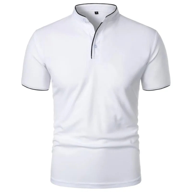 New Men's Short Sleeve Collar Polo Shirts Summer Solid Color Casual Polo Shirt Trendy Breathable Loose Basic Splice Oversize Top Quick Pick Grocers