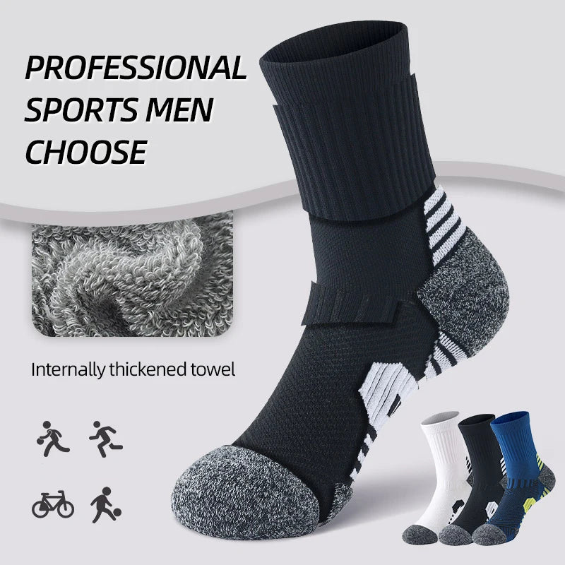 6/5/3 Pairs Men's Athletic Socks Sports Breathable Outdoor Running Compression Socks Cotton Training Long Black Stretch Socks Quick Pick Grocers
