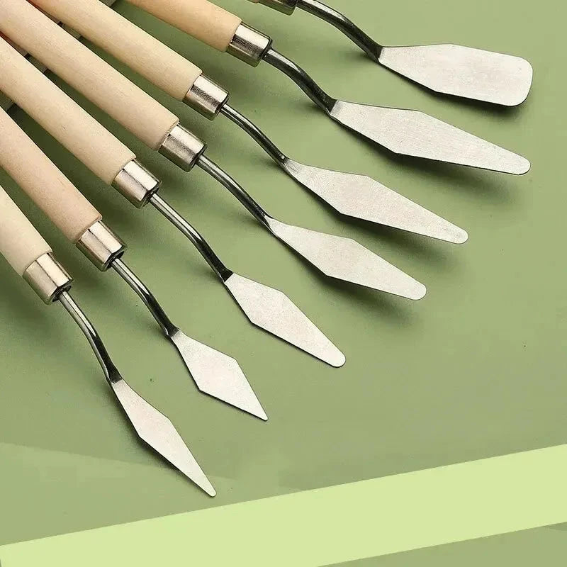 7Pcs Stainless Steel Oil Painting Knives Artist Crafts Spatula Palette Knife Mixing Knife Scraper Art Tools Econic Blanks