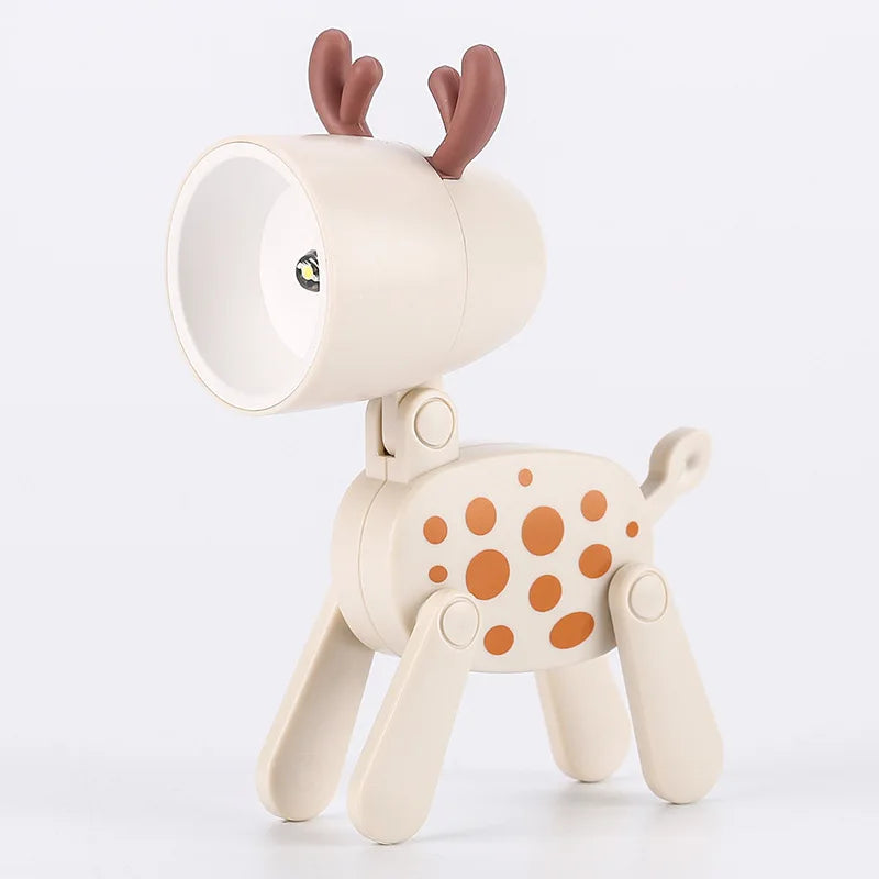LED Night Light Mini Folding Desk Lamp Cute Pet Lights Dog Deer Portable Night Light Student Living Room Decor Gift Quick Pick Grocers