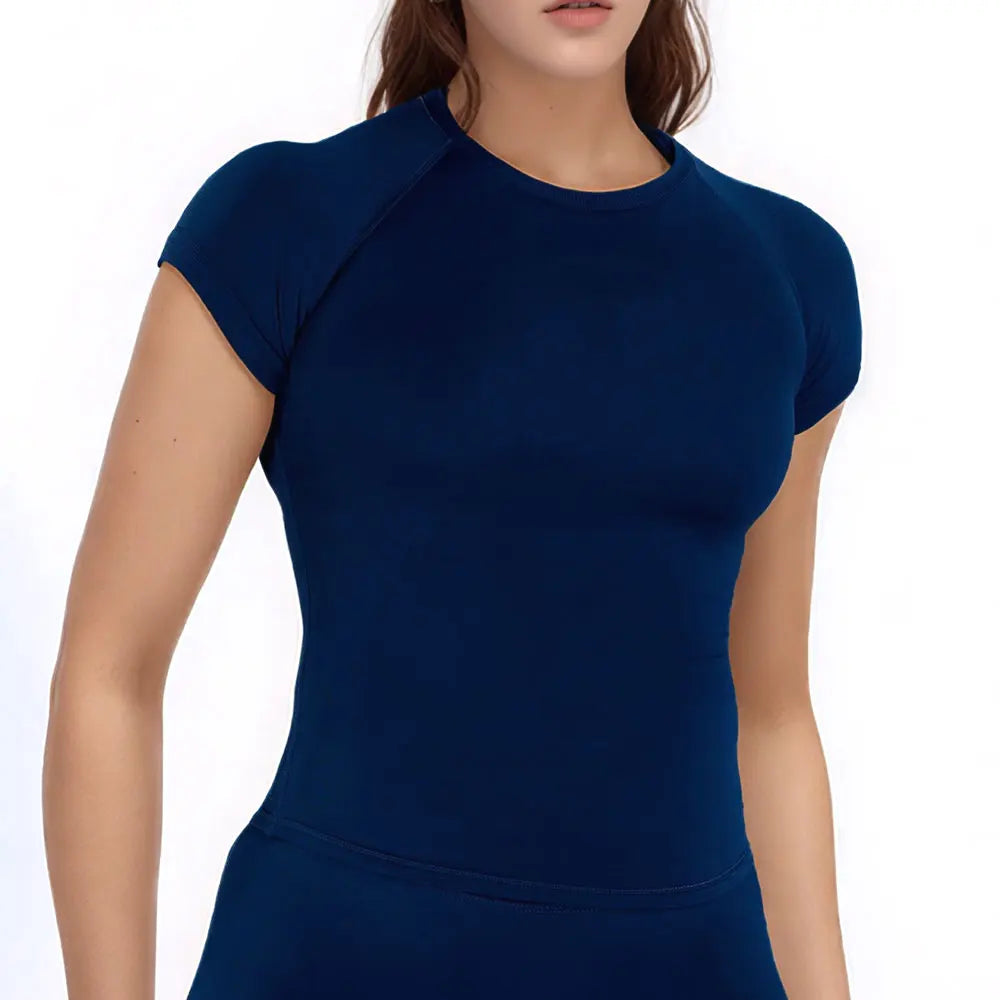 NCLAGEN Sport Shirt Women Fitness Impact Short Sleeve Top Gym Workout Yoga Blouse Quick Dry Breathable Running Tee Versatile Top Quick Pick Grocers