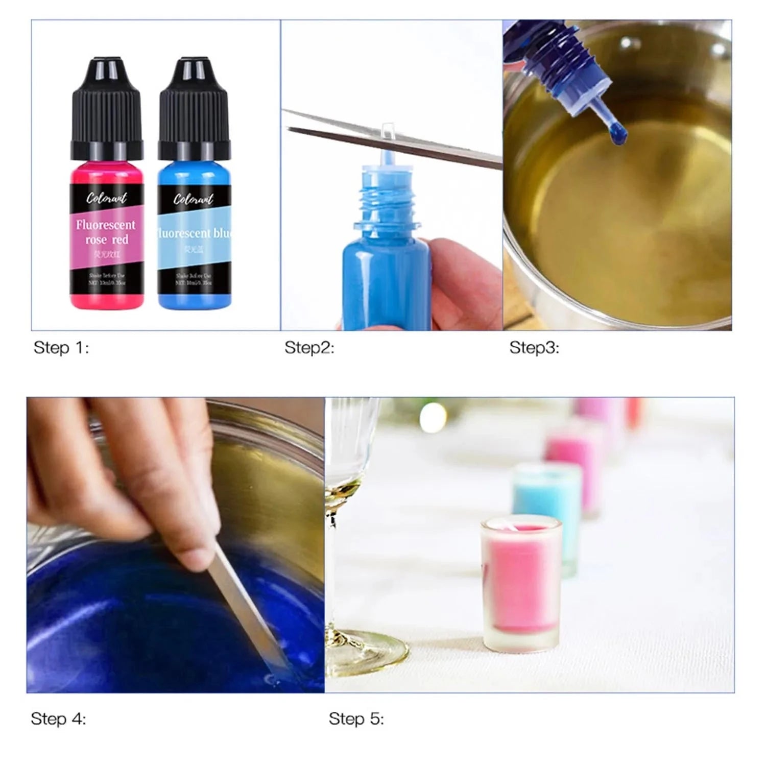 Candle Dyes Kit Liquid Colorant Pigment Set DIY Candle Making Supplies Aromatherapy Soap Soy Wax Dye Candle Mold Coloring Econic Blanks