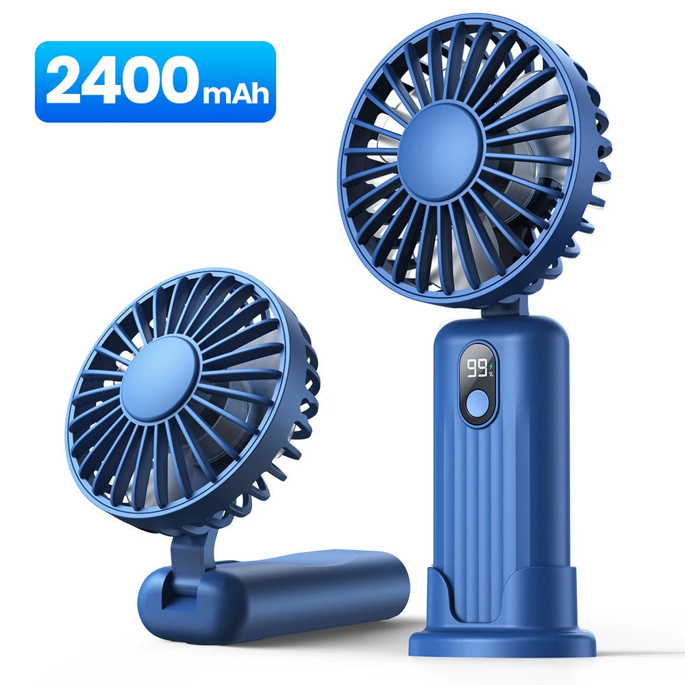 TOPK Portable Mini Fan,2400mAh USB Rechargeable Hand Neck Fan 3in1 Personal Electric Fan Standing Fans for Room Camping Foldable Quick Pick Grocers