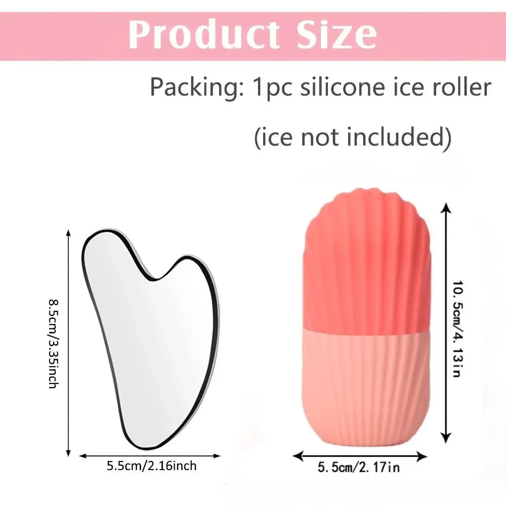 1/3PCS Ice Face Roller Stainless Steel Gua Sha Board Set Facial Massager Face Massage Roller Face Lifting Beauty Skin Care Tools Quick Pick Grocers