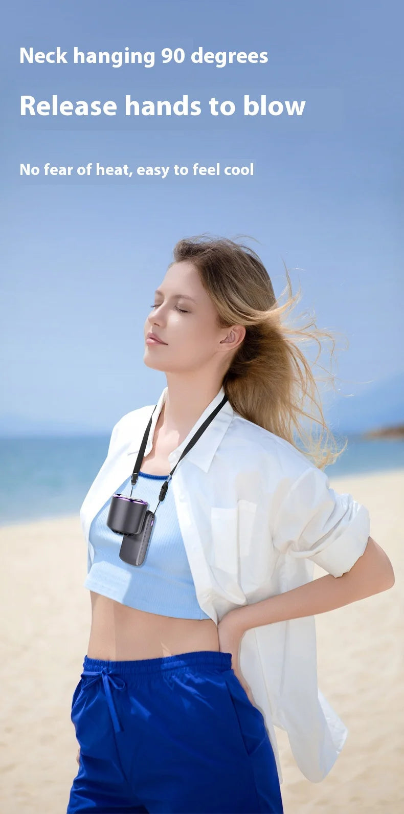 Portable Cooling Fan, 5-Speed Strong Wind Foldable Neck Hanging Fan, 9H Long Battery 4000mAh Mini Air Cooler for Travel & Outdoo Quick Pick Grocers